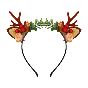 圣诞节鹿角头饰发箍森系毛球发卡儿童宝宝可爱女孩头箍圣诞装饰品
