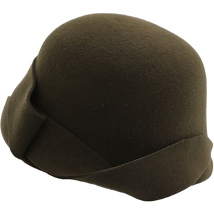 Lion~ her 复古不规则卷边Clochehat羊毛呢钟型钟形帽盆帽礼帽女