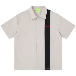 From Mars Vertical strip floral short-sleeve shirt