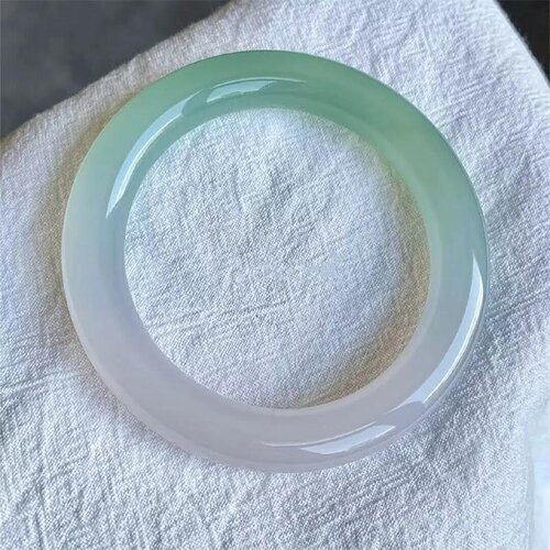 天然无优化玛瑙玉髓10mm手镯油青色圆条复古风半山半水情怀玉镯