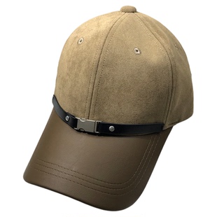 BXLS.进口欧美拼接檐皮扣秋冬棒球帽冬鸭舌帽加大加深帽檐帽子女