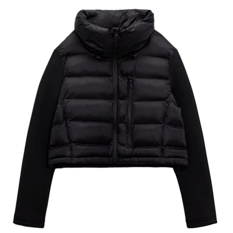 ZARLUVIP查罗女装秋冬装新款黑色拼接棉衣外套显瘦棉服女3427809