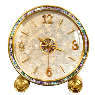 欧式贝壳座钟客厅新款轻奢高级感高端摆钟台式桌面时钟表摆件摆放