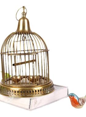 欧式风黄铜烛台别墅会所鸟笼摆件