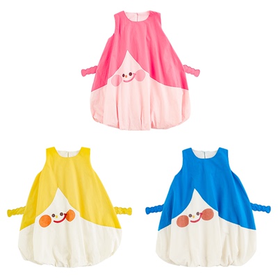 幼悠女童可爱面容印花背心裙夏季甜美可爱清凉透气无袖花苞连衣裙