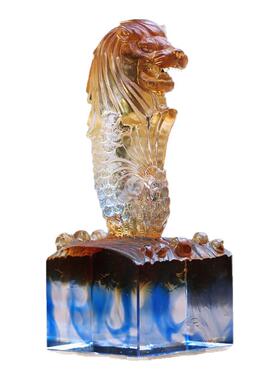 龙鱼琉璃印章风水摆件居家书房装饰桌面办公刻字摆放商务定制礼品