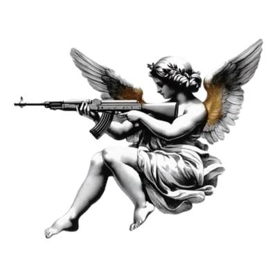 RETLPER镂空车贴 原创 AK丘比特 持械天使瞄准爱情 汽摩防水贴纸