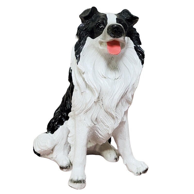 可爱仿真狗动物模型树脂小狗边牧摆件生日礼物狗边境牧羊犬工艺品