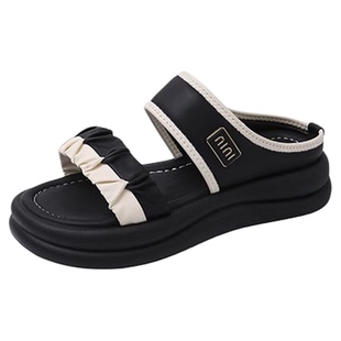 品牌真皮法式配裙子凉拖鞋女夏季外穿软底不累脚时尚百搭沙滩凉鞋