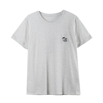 多宝仕夏短袖T恤女正肩上衣冰感棉透气纯色印花宽松显瘦休闲体恤