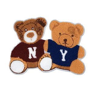 小熊卡通补丁贴大号羽绒服破洞贴牛仔裤男款女外套补丁刺绣布贴缝