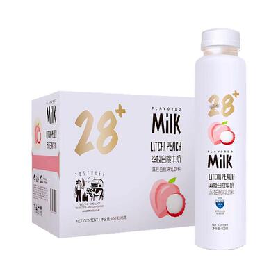 第28街荔枝白桃乳饮料整箱15瓶装香蕉草莓椰子400g原味甜牛奶早餐