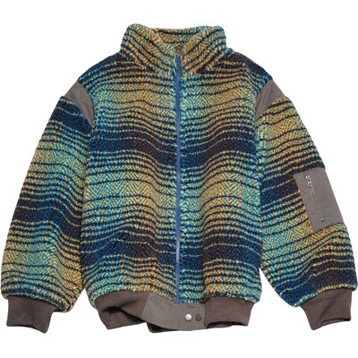 返场STILLYOU复古蓝绿彩条纹撞色拉链连帽羊羔绒外套女保暖厚上衣