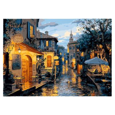 数字油画diy填色画填充雨后小巷