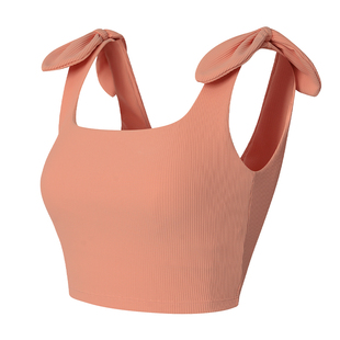 芮柯纳未LRECNAVA大方领运动背心女外穿带胸垫跑步瑜伽服健身内衣