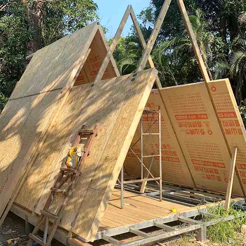 定制三角木屋阳光房景观木屋民宿双人小木屋防雨屋露营帐蓬厂家