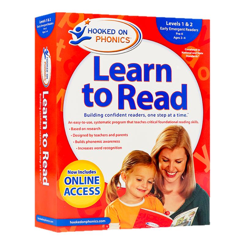 自然拼读法 迷上语音系列 幼儿园 Hooked on Phonics Learn to Read - Levels 1and2 英文原版教材分级阅读 带DVD光盘