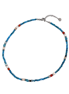 XMR蓝色串珠磷灰石项链