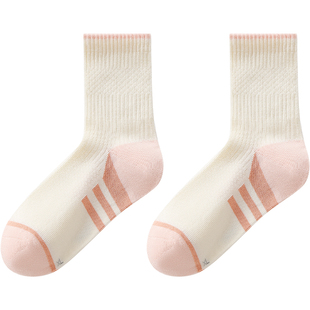 英氏儿童袜子四季袜女童新疆棉学生运动透气中筒袜春秋男童地板袜