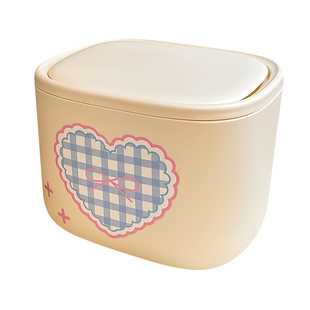 爱心桌面垃圾桶可爱高颜值带盖办公室桌上学生宿舍书桌小号废纸篓