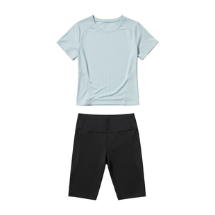 新款运动套装女短袖修身瑜伽服普拉提防走光高腰训练健身两件套