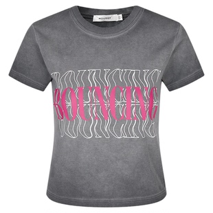 MOUSSY 夏季新品美式辣妹风做旧LOGO短袖T恤女028ISZ90-0871