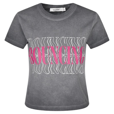 MOUSSY 夏季新品美式辣妹风做旧LOGO短袖T恤女028ISZ90-0871