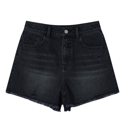 复古显瘦黑色水洗牛仔短裤MSLAN