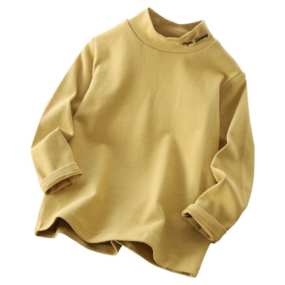 秋冬款纯棉磨毛儿童半高领打底衫