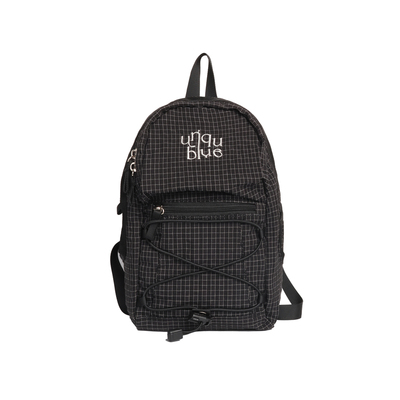 韩系抽绳格纹mini双肩包户外轻便