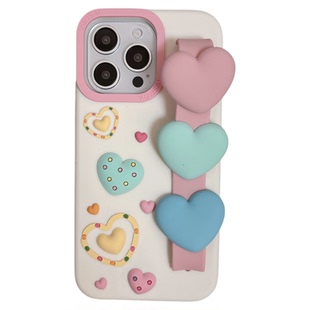 美牧韩风ins立体爱心手腕带适用苹果17promax手机壳iphone15新款16pro少女15pm创意14pm甜美13硅胶14全包软壳