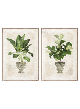 复古植物木框客厅装饰画