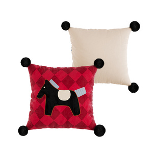 马来有福红色马年沙发抱枕靠枕枕套轻奢高级2025新款卡通可爱枕头