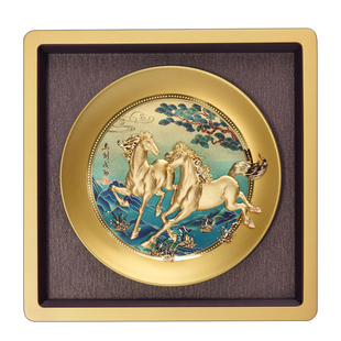 马到成功摆件金箔画办公室公司开业乔迁升迁礼物商务中国风骏马图