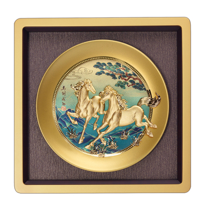 马到成功摆件金箔画办公室公司开业乔迁升迁礼物商务中国风骏马图