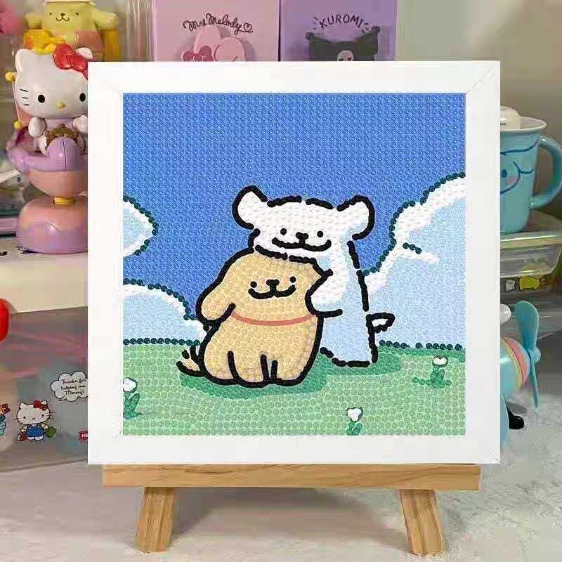 线条小狗钻石贴画2025新款手工diy儿童新款5d满钻女孩子玩具卡通