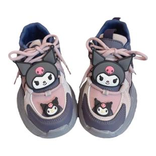 女童鞋子春秋季2026新款皮面加绒运动鞋女孩儿童春款老爹鞋革面女