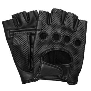 罗欧蒂斯男士秋冬季薄款复古半指开车真皮手套摩托车骑行驾驶防滑