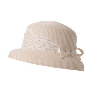 蓝墨竹2025夏可折叠蕾丝装饰渔夫帽防晒遮阳草帽法式优雅千金女