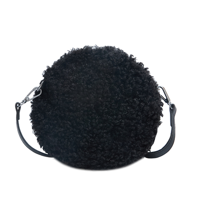 秋冬季毛绒包包女2025新款可爱毛毛圆饼包百搭单肩手机斜挎包小包