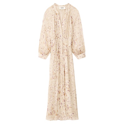 bash春季柔影星点法式度假风V领印花长裙女士长袖连衣裙1H25KARL