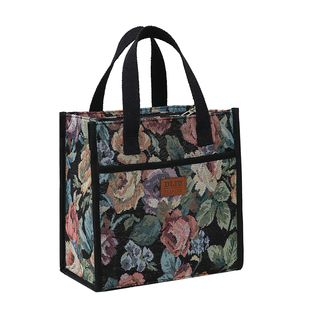 加厚布包油画风拉链外出通勤带饭盒袋子上班便携手提便当包收纳袋