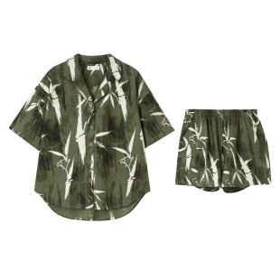 妮狄娅睡衣女夏季凉感柔软棉短袖开衫款可外穿特色国风家居服套装