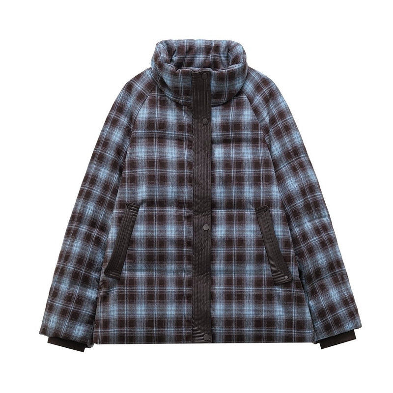 200斤胖mm复古格子羽绒服外套女