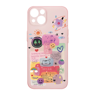 适用于苹果17pro磨砂手机壳16promax超薄散热iPhone15可爱色块涂鸦苹果14promax全包镜头13pro夏天12软壳女生