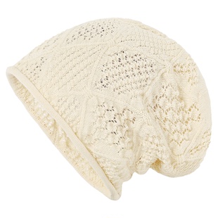 IIING帽控 针织堆堆帽女韩版百搭钩花缕空薄款显脸小包头冷帽子潮