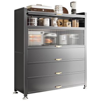 厨房置物架落地多层收纳柜微波炉架子家用带门橱柜多功能储物柜子