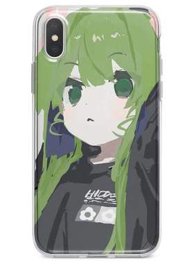 任意机型硅胶日系绿色少女