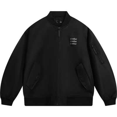 李宁宽松棒球领男休闲夹克运动服