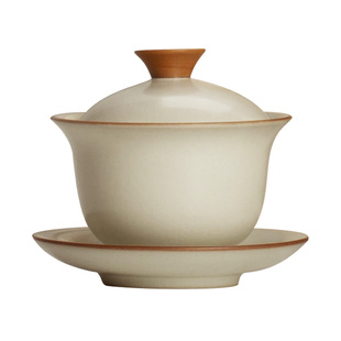 伊文陶瓷汝窑三才盖碗茶杯可悬停功夫茶具泡茶器家用高档轻奢茶道